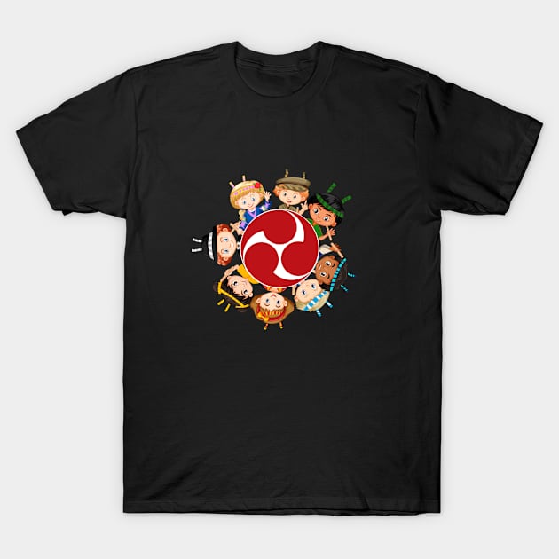 Colorful Taiko Kids Red Mitsudomoe Symbol T-Shirt by BonnaVida